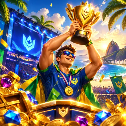 Arena de eSports iluminada com público animado e telões exibindo partida de CS2