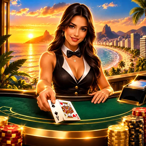 Cartão do Blackjack Ao Vivo com mesa de feltro verde e cartas
