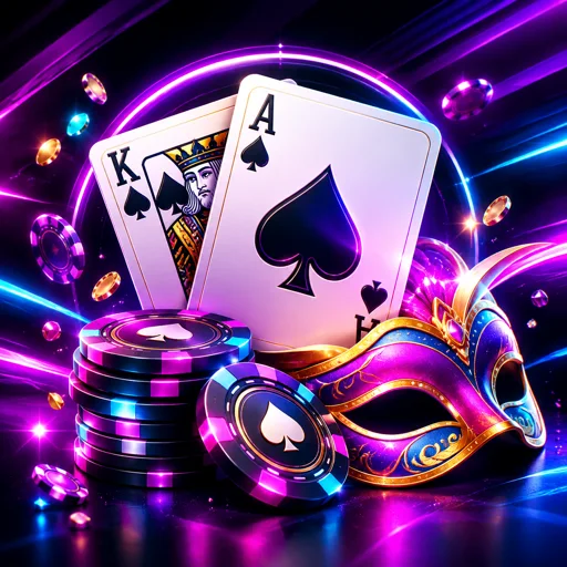 Mesa de Caribbean Stud com cinco cartas abertas contra a mão do dealer