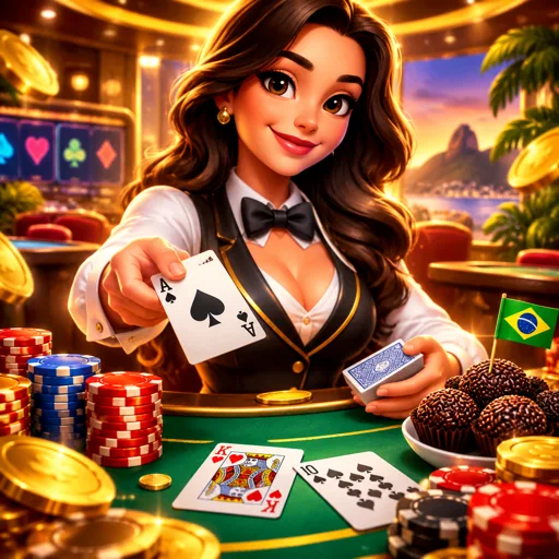 Cartas de blackjack abertas sobre mesa verde de feltro